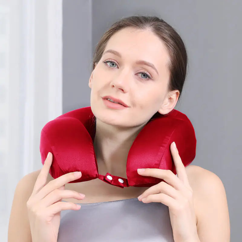Luxury Silk U-Shape Neck Pillow – Soft, Supportive & Stylish Travel Comfort