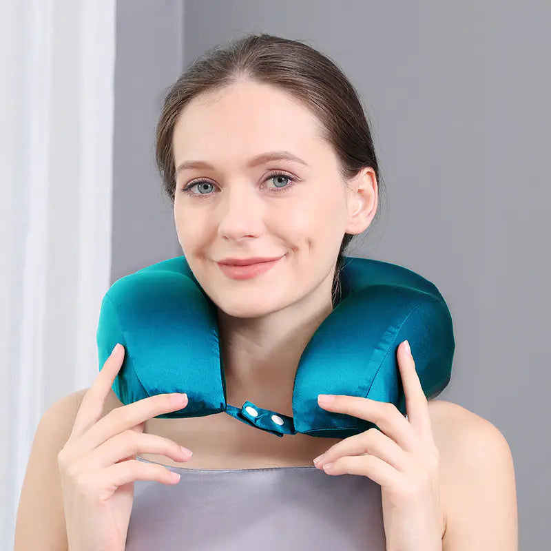Luxury Silk U-Shape Neck Pillow – Soft, Supportive & Stylish Travel Comfort